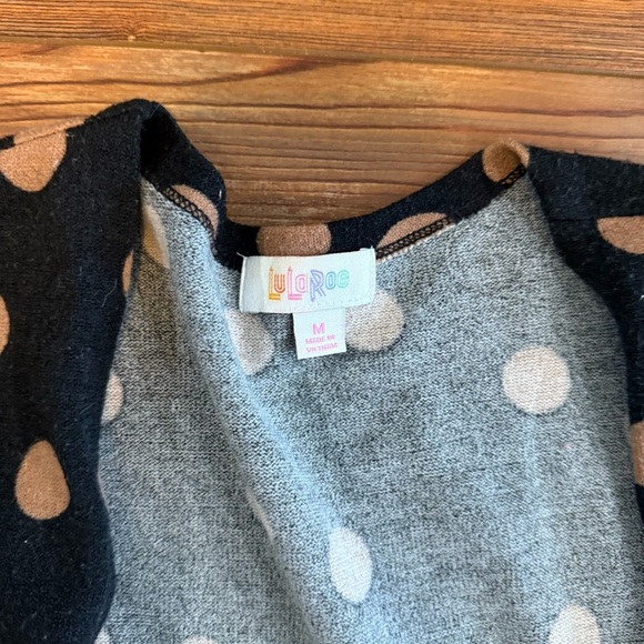 LuLaRoe Black and Tan Polka Dot Women's Sarah Duster Sweater - Picture 2 of 2